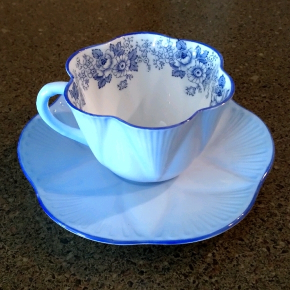Shelley 40's Rare Blue Bone China Teacup & Saucer